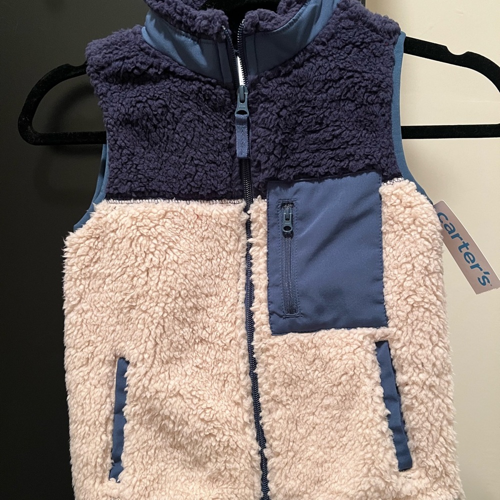 Carter's Navy and Cream Kids Sherpa Vest